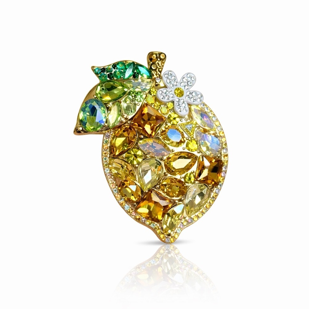 Elegant Gold and Green Crystal Brooch